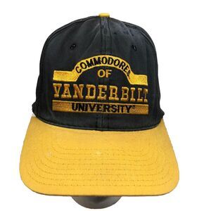 Vintage Vanderbilt Commodores SnapBack Hat Cap  90s Embroidered Black Yellow USA